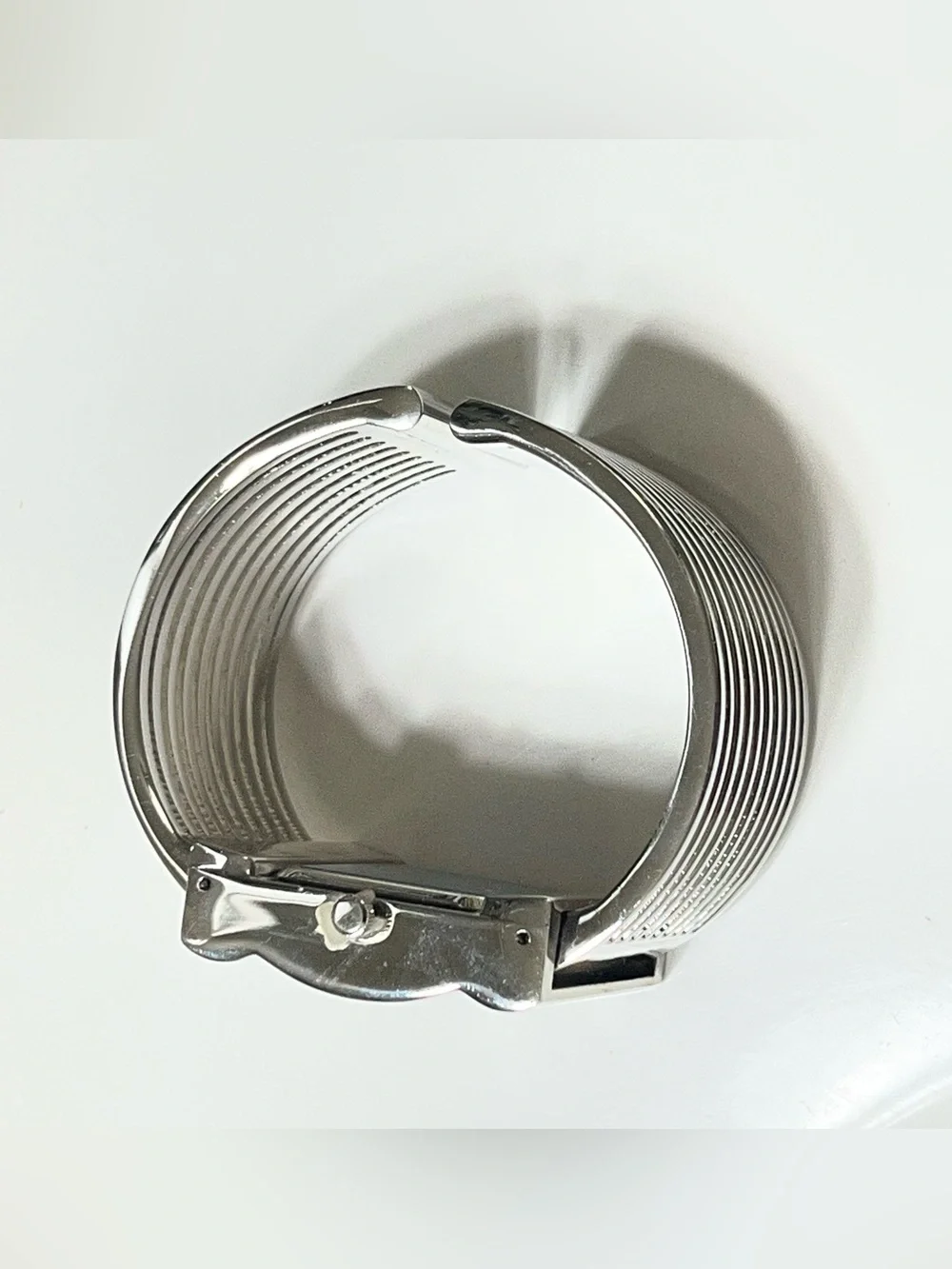 Cannes Silver Cuff Quartz Watch Bracelet - New Battery